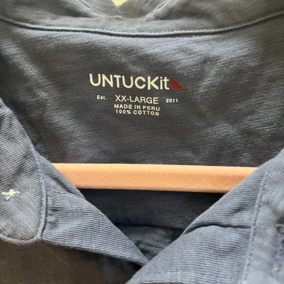 Untuckit Mens' Lester Knit Button down Shirt Blue size XXL - Picture 2 of 6